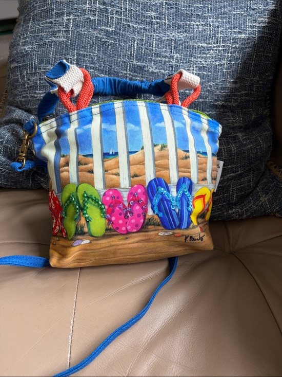 Paul Brent Handbags - Colorful Flip-Flop Print Blue Crossbody Bag